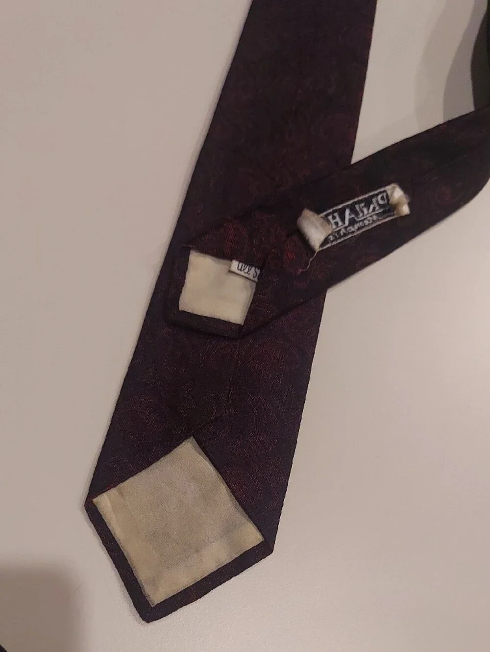 Vintage Phil A Halle Paisley Silk Tie in Dark Red and Black